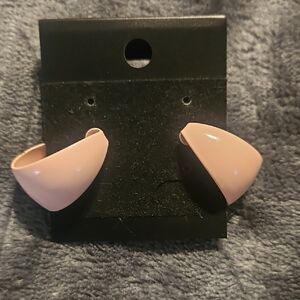 Vintage Womens Pink Half-Moon Clip-On Earrings - Unbranded